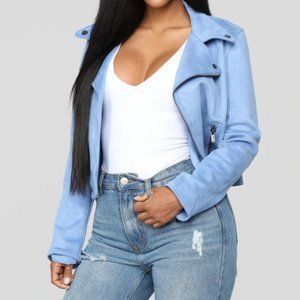 Fashion Nova Brianna Suede Jacket - Blue